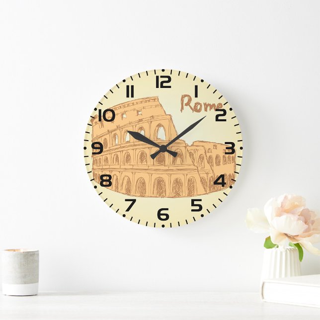 Rom Kolosseum Sketch Große Wanduhr (Von Creator hochgeladen)
