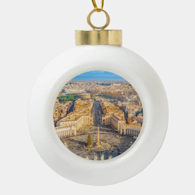 Rom Luftblick vom Petersdom Keramik Kugel-Ornament (Vorderseite)