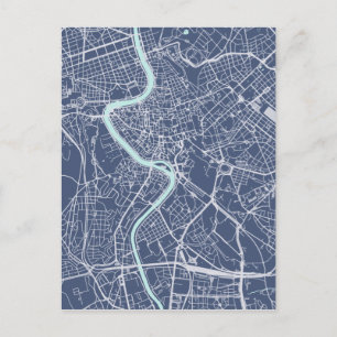 Rom Map Blue Postkarte