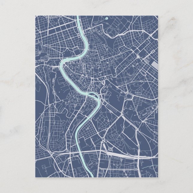 Rom Map Blue Postkarte (Vorderseite)