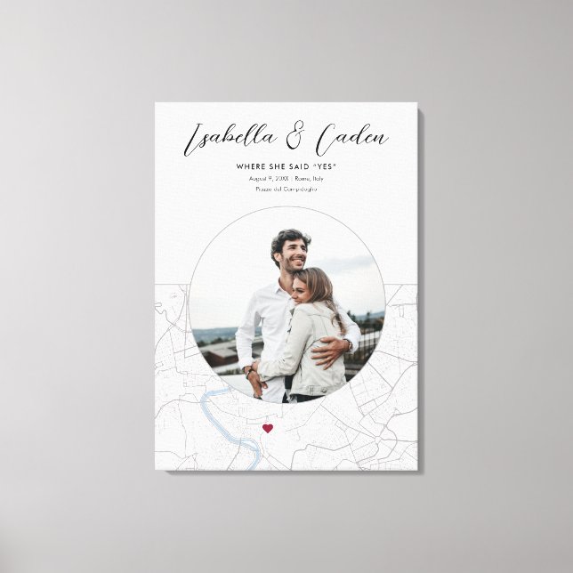 Rom Map Wedding Verlobung Foto Geschenk Vertikal Leinwanddruck (Vorderseite)