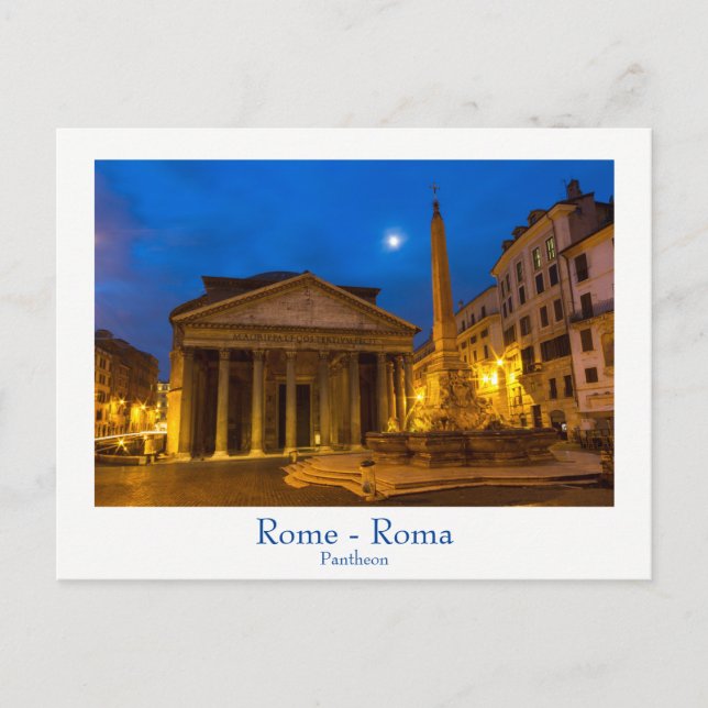 Rom - Pantheon auf Vollmond-Postkarte mit Text Postkarte (Vorderseite)