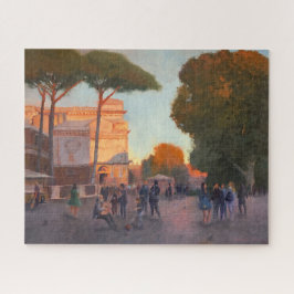 Rom Piazza im Abend mit hellen Malereien Puzzle