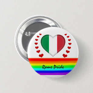 Rom, Pride & Hearts & Regenbogenflagge / Liebe Button