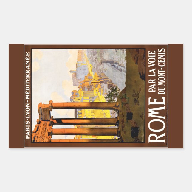Rom-Reise-Plakat Vintag Rechteckiger Aufkleber (Vorderseite)