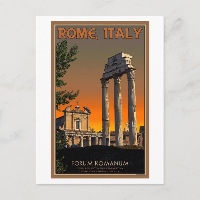 Rom - Ruinen-Tempel im Forum Romanum Postkarte (Vorderseite)