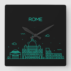 Rom-Skyline Quadratische Wanduhr