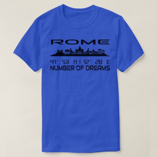 Rom Skyline Silhouette GPS Koordinaten T-Shirt (Design vorne)