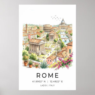 Rom Skyline-Wandkunst Panorama mit Kolosseum und Poster