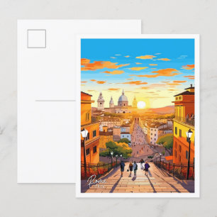Rom Stadt Italien Kunst Vintage Reise Illustration Postkarte