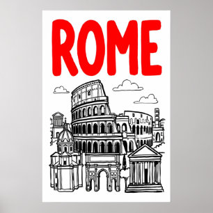 Rom Stadt Kunst Druck Fett Typography mit Kolosseu Poster