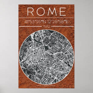 Rom Terrakotta-Stadtplanposter Erdtöne Minimal Poster