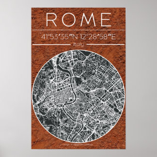 Rom Terrakotta-Stadtplanposter Erdtöne Minimal Poster