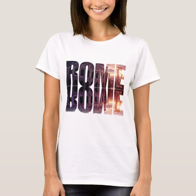 Rom Text mit Colosseum Souvenir T-Shirt (Vorderseite)