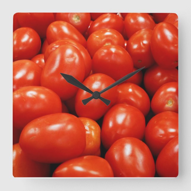 Rom-Tomaten Quadratische Wanduhr (Vorderseite)