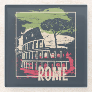 Rom Typografie: Eiffelturmposter. Glasuntersetzer