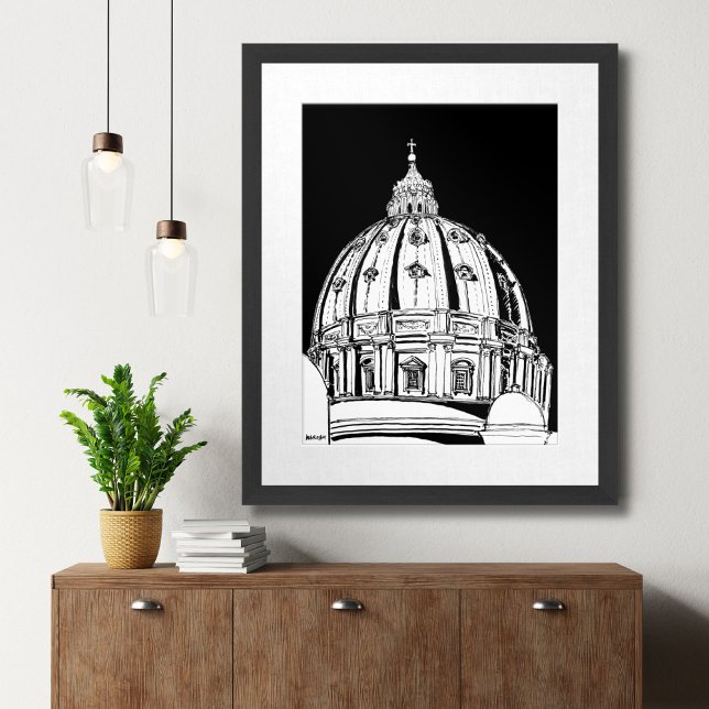Rom Vatikanstadt St. Peter's Dome Travel Print Poster (Rome Vatican City St. Peter’s Dome Travel Print)