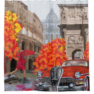 Rom-Vintage-Poster mit Raingesang Duschvorhang