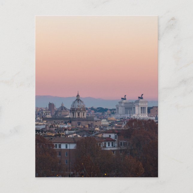Rom von Gianicolo Panorama bei Sonnenuntergang Postkarte (Vorderseite)