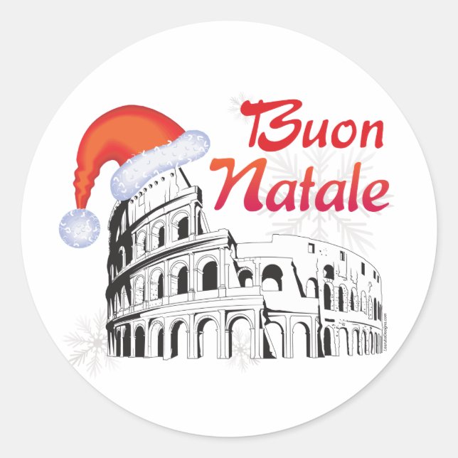 Roma Buon Natale Runder Aufkleber (Vorderseite)