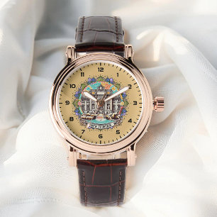 Roma flüstern Brunnen Frauen Rose Gold Vintag Armbanduhr