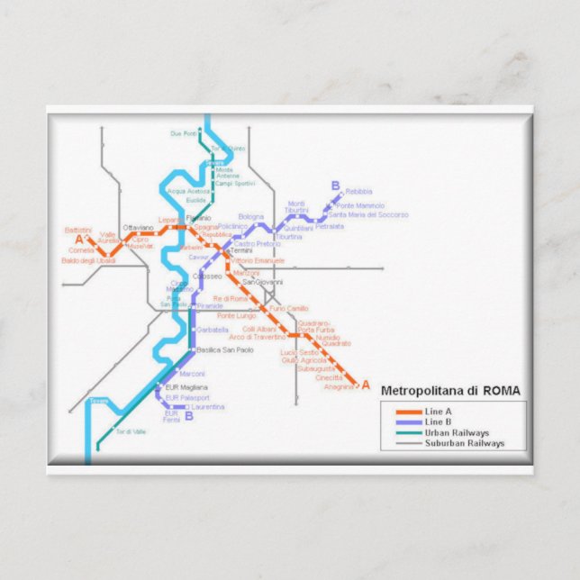 Roma Metro Map Postkarte (Vorderseite)