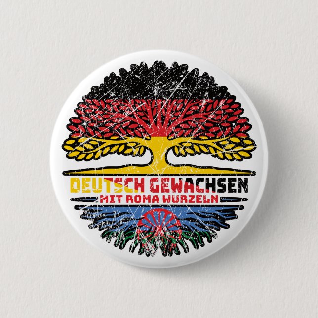 Roma Romani Deutsch Baum Wurzel Deutschland Button (Vorderseite)