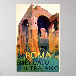 ROMA ROME MERCATO DI TRAIANO Trajan Markt Vintag Poster