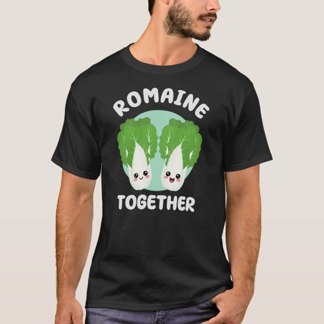 Romaine Gemeinsam Niedlich Kawaii Food Pun Valenti T-Shirt (Vorderseite)