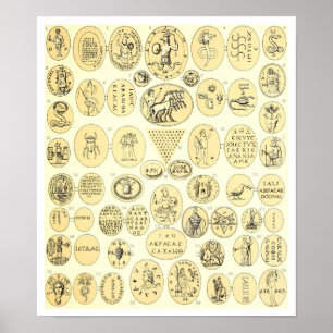 Roman Amulets - Gravuren von Abraxas Gemstones Poster