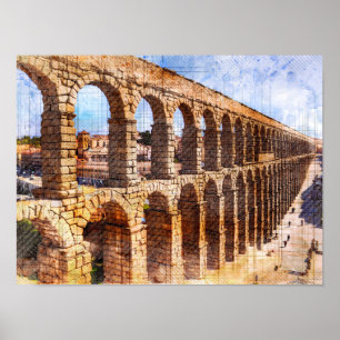 Roman Aqueduct, Segovia. Spanien Poster