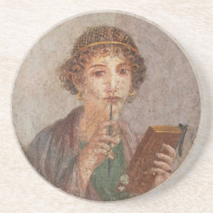 Roman Art Pompeii Sappho Girl mit Stylus Antique Getränkeuntersetzer