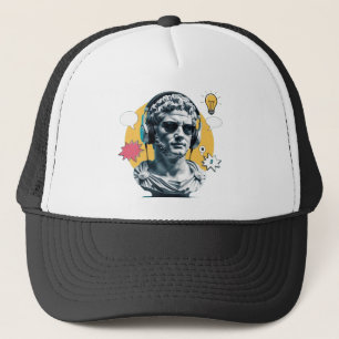 Roman Bust mit Kopfhörern - ästhetischer Vater-Hut Truckerkappe
