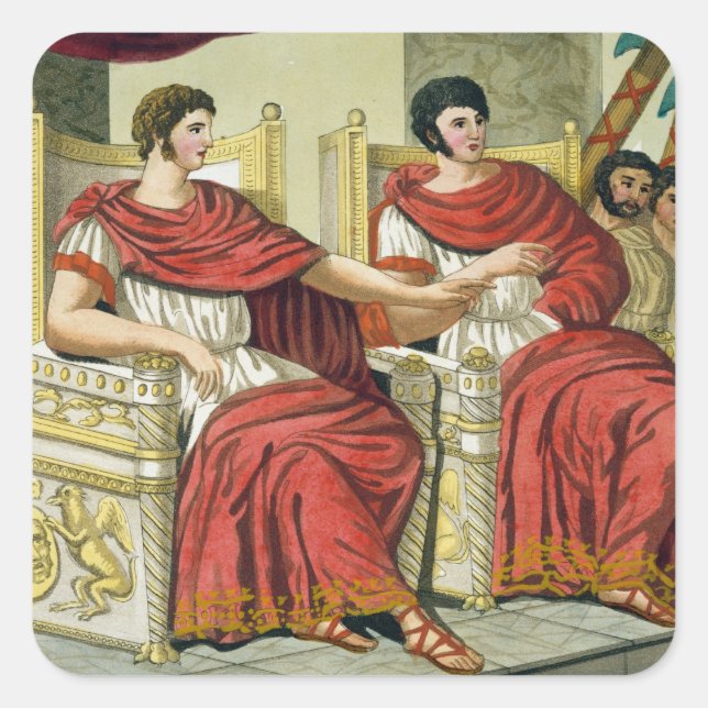 Roman Consuls, aus 'L'Antica Roma', 1825 (Farbe Quadratischer Aufkleber (Vorderseite)
