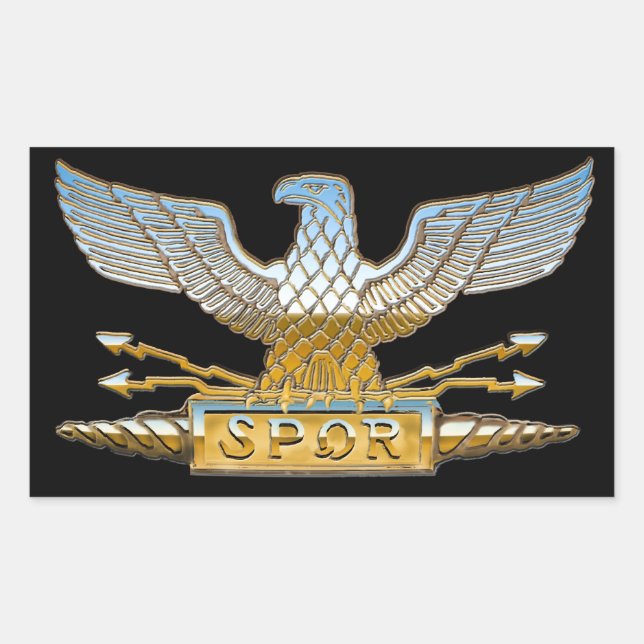 Roman Eagle in Chrome Rechteckiger Aufkleber (Vorderseite)