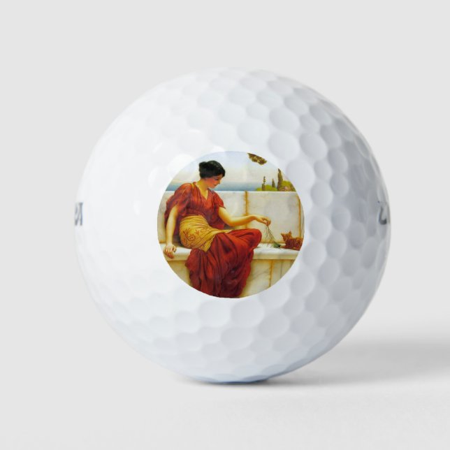 Roman Frau spielt mit ihrer Lieblingskatze Golfball (Vorderseite)