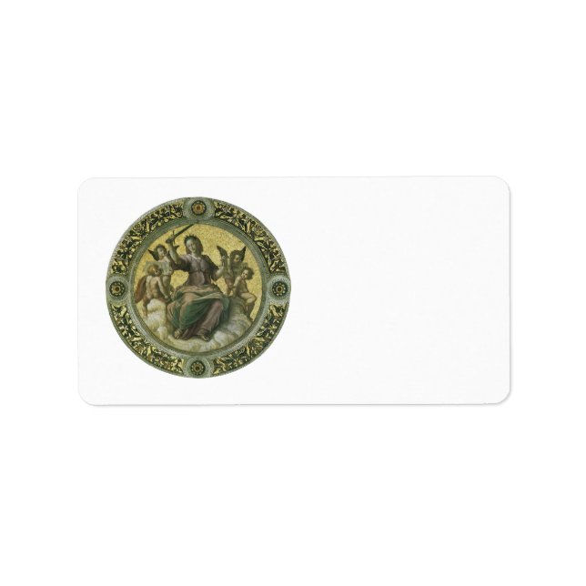 Roman Goddess Justice mit Engeln von Raphael Adressaufkleber (Vorne)