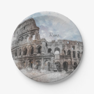 Roman Kolosseum Rom Italien Teller auf dem Papier