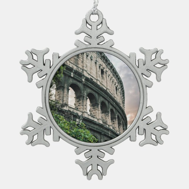 Roman Kolosseum Schneeflocken Zinn-Ornament (Vorderseite)