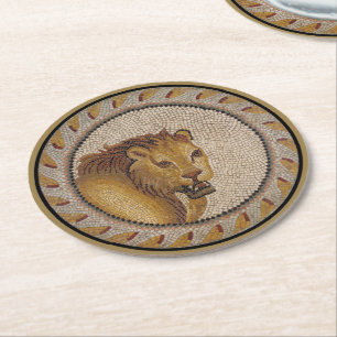 Roman Lion Mosaic Runder Pappuntersetzer