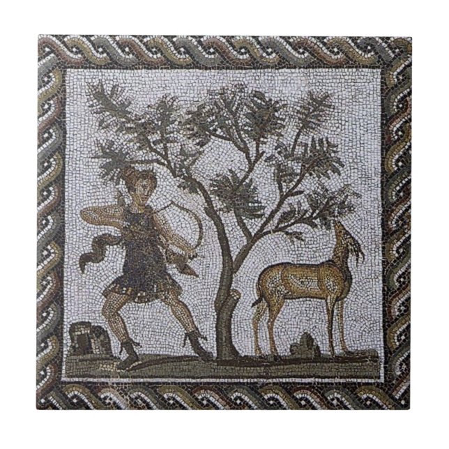 Roman Mosaics Keramik Tile, Small (4,25" x 4,25") Fliese (Vorderseite)
