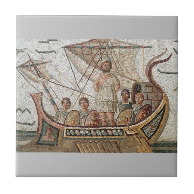 Roman Mosaik Keramik Tile, klein (4,25" x 4,25") Fliese (Vorderseite)