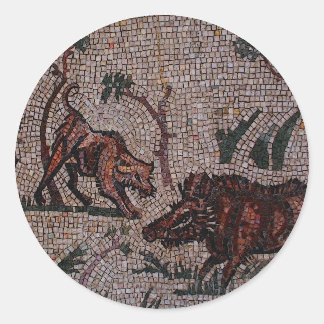 Roman Mosaik Runder Aufkleber (Vorderseite)