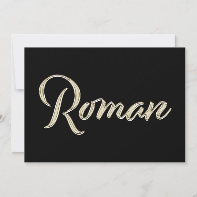 Roman Name white gold Handwriting Karte (Vorderseite)