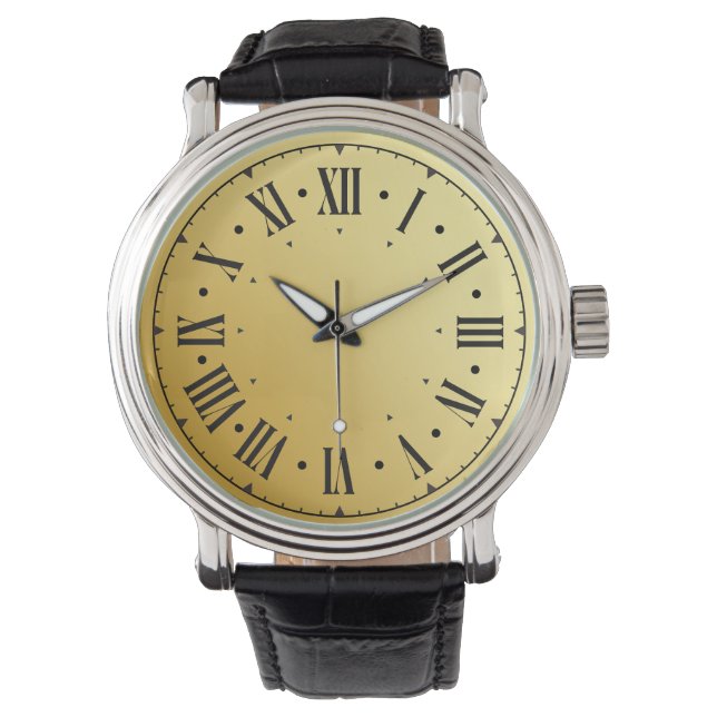 Roman Numbers Black Aquamarin Men Armbanduhr (Vorderseite)