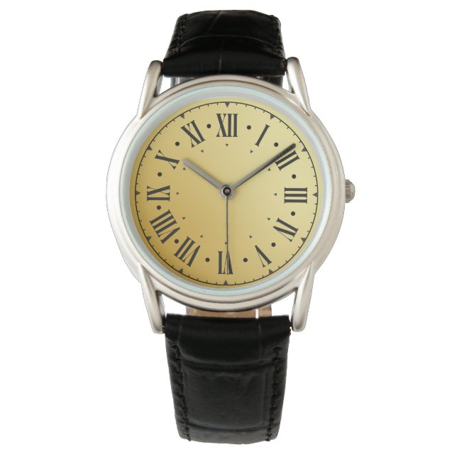 Roman Numbers Black Aquamarin Men Armbanduhr (Vorderseite)