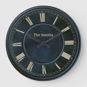 Roman Numbers Blue Slab Large Clock Große Wanduhr