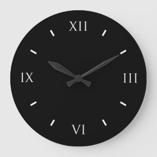 Roman Numeral Black Wall Clock (Round) Große Wanduhr