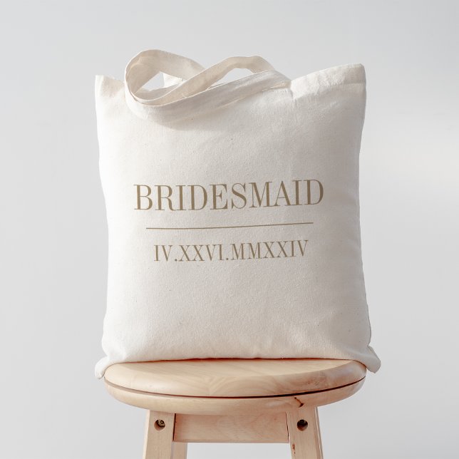 Roman Numeral Date Bridesmaid Brautparty Tragetasche (Von Creator hochgeladen)