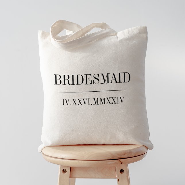 Roman Numeral Date Bridesmaid Brautparty Tragetasche (Von Creator hochgeladen)